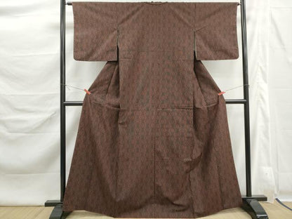 平和屋着物■上質な紬　9マルキ　麻の葉文　正絹　逸品　DABK6440qa