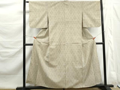 平和屋着物■本塩沢　菱文　正絹　逸品　DABK6442qa