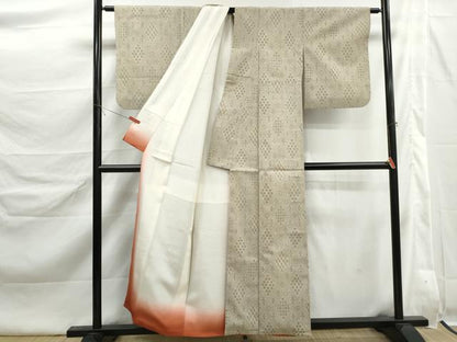平和屋着物■本塩沢　菱文　正絹　逸品　DABK6442qa