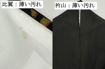 平和屋着物■豪華黒留袖　天井扇面花車文　鶴　金彩　正絹　逸品　DABK6453qa