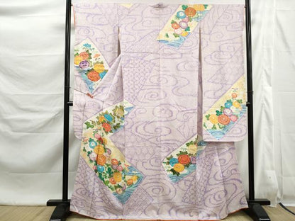平和屋着物■豪華振袖　駒刺繍　絞り　亀甲流水花文　正絹　逸品　DABK6454qa