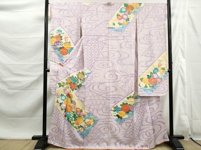 平和屋着物■豪華振袖　駒刺繍　絞り　亀甲流水花文　正絹　逸品　DABK6454qa