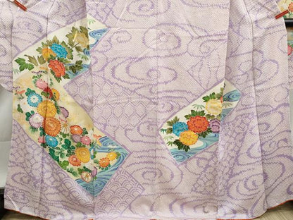 平和屋着物■豪華振袖　駒刺繍　絞り　亀甲流水花文　正絹　逸品　DABK6454qa