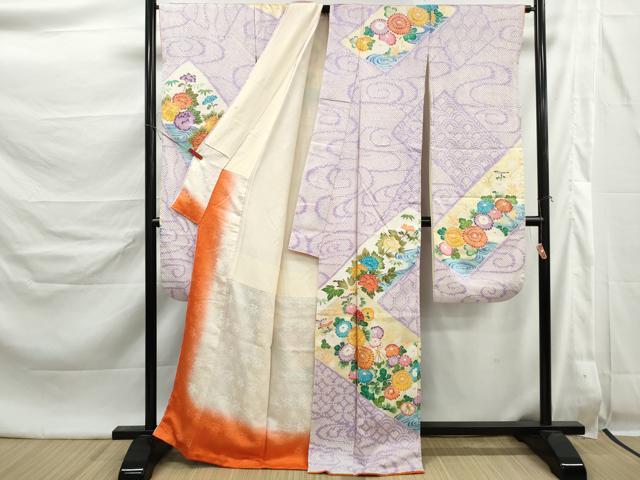 平和屋着物■豪華振袖　駒刺繍　絞り　亀甲流水花文　正絹　逸品　DABK6454qa