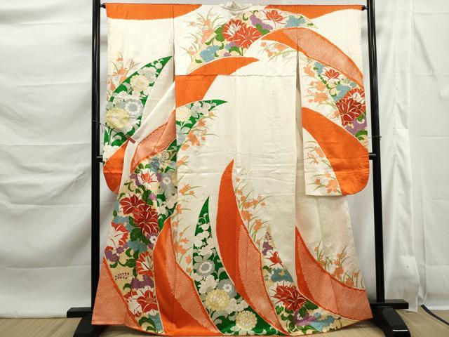 平和屋着物■豪華振袖　駒刺繍　絞り　草花文　金彩　正絹　逸品　DABK6457qa
