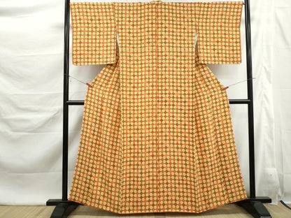 平和屋着物■上質な小紋　格子花文　正絹　逸品　DABK6458qa