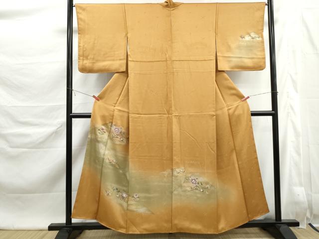 平和屋着物■訪問着　刺繍　草花文　暈し染め　金彩　正絹　逸品　DABK6459qa