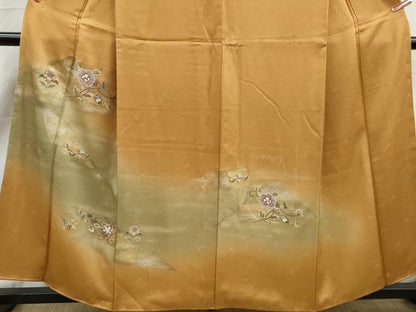 平和屋着物■訪問着　刺繍　草花文　暈し染め　金彩　正絹　逸品　DABK6459qa