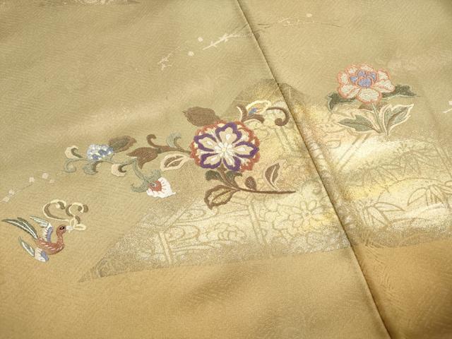平和屋着物■訪問着　刺繍　草花文　暈し染め　金彩　正絹　逸品　DABK6459qa