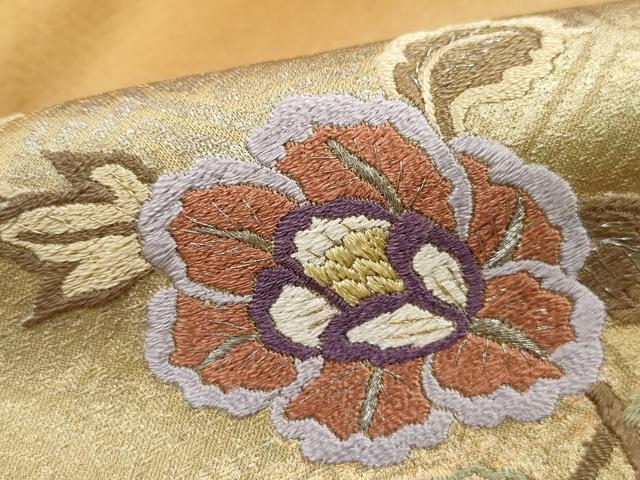 平和屋着物■訪問着　刺繍　草花文　暈し染め　金彩　正絹　逸品　DABK6459qa