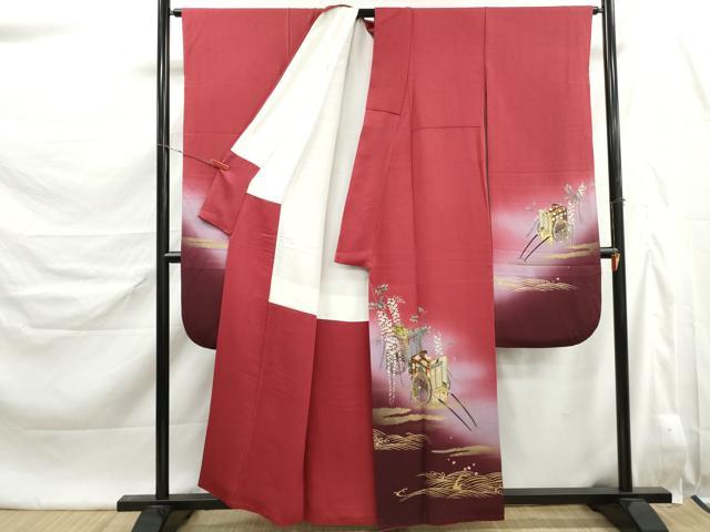 平和屋着物■豪華振袖　作家物　手描友禅　立波御所車花文　暈し染め　金彩　正絹　逸品　DABK6460qa