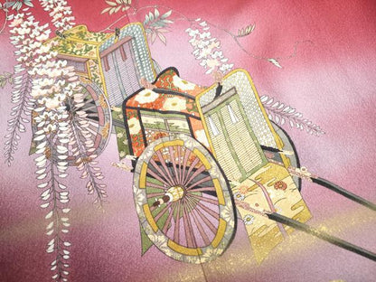 平和屋着物■豪華振袖　作家物　手描友禅　立波御所車花文　暈し染め　金彩　正絹　逸品　DABK6460qa