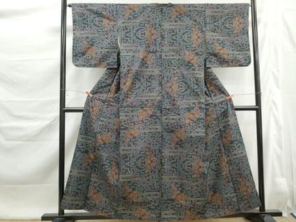 平和屋着物■本場大島紬　7マルキ　エ霞草花文　正絹　逸品　DABK6463qa