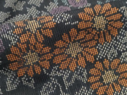 平和屋着物■本場大島紬　7マルキ　エ霞草花文　正絹　逸品　DABK6463qa