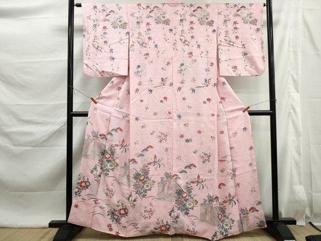 平和屋着物■訪問着　花蝶文　銀彩　正絹　逸品　DABK6465qa