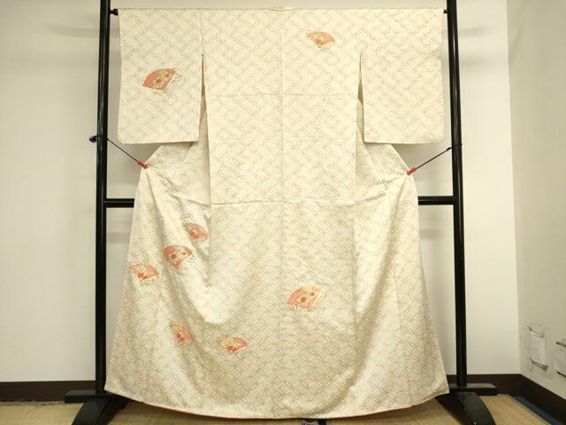 平和屋着物■訪問着　駒刺繍　扇面七宝花文　正絹　逸品　DABK6536ya