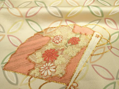 平和屋着物■訪問着　駒刺繍　扇面七宝花文　正絹　逸品　DABK6536ya