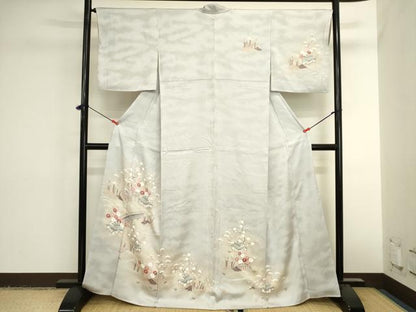 平和屋着物■訪問着　渡橋風景花丸文　枝梅　暈し染め　正絹　逸品　DABK6541ya