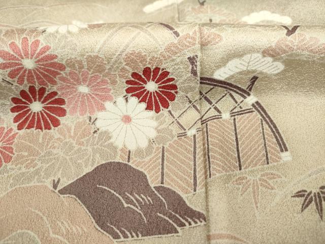 平和屋着物■訪問着　渡橋風景花丸文　枝梅　暈し染め　正絹　逸品　DABK6541ya