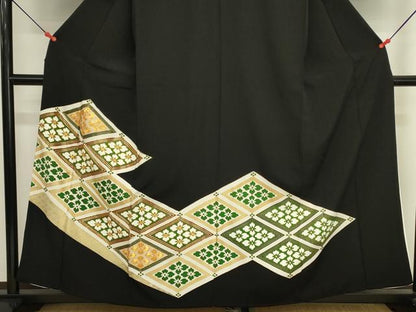 平和屋着物■豪華黒留袖　駒刺繍　花菱文　金彩　正絹　逸品　DABK6545ya