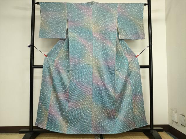 平和屋着物■上質な小紋　総絞り　霞文　暈し染め　正絹　逸品　DABK6566ya