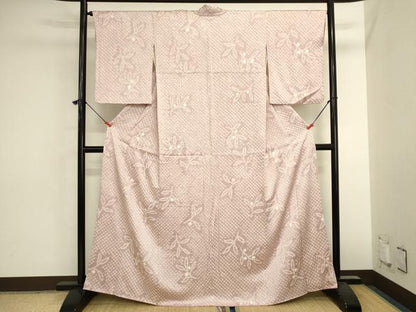 平和屋着物■上質な小紋　総絞り　枝葉文　正絹　逸品　DABK6573ya