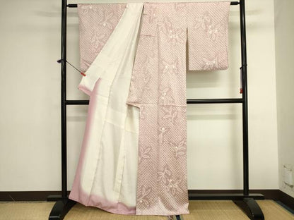 平和屋着物■上質な小紋　総絞り　枝葉文　正絹　逸品　DABK6573ya