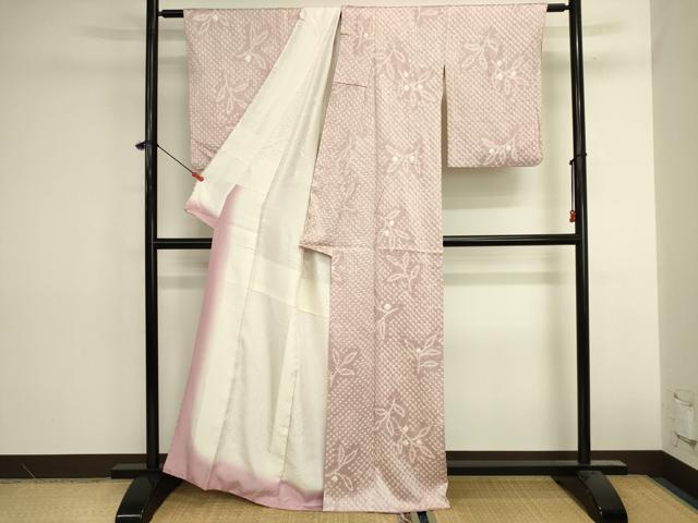 平和屋着物■上質な小紋　総絞り　枝葉文　正絹　逸品　DABK6573ya