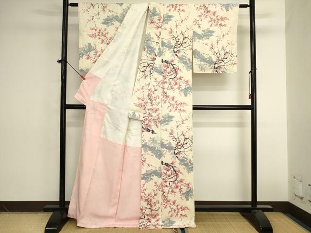 平和屋着物■上質な小紋　風景枝花文　正絹　逸品　DABK6574ya