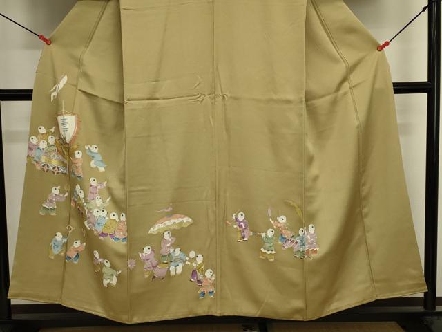 平和屋着物■豪華色留袖　駒刺繍　童子遊び　金彩　正絹　逸品　DABK6575ya