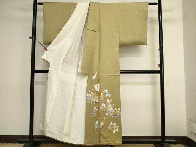 平和屋着物■豪華色留袖　駒刺繍　童子遊び　金彩　正絹　逸品　DABK6575ya