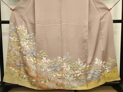 平和屋着物■豪華色留袖　風景花松文　金彩　正絹　逸品　DABK6576ya