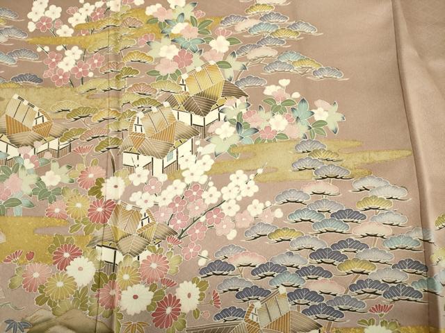 平和屋着物■豪華色留袖　風景花松文　金彩　正絹　逸品　DABK6576ya