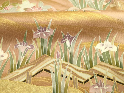 平和屋着物■豪華色留袖　風景花松文　金彩　正絹　逸品　DABK6576ya