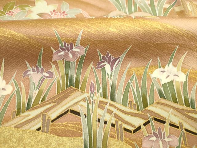 平和屋着物■豪華色留袖　風景花松文　金彩　正絹　逸品　DABK6576ya