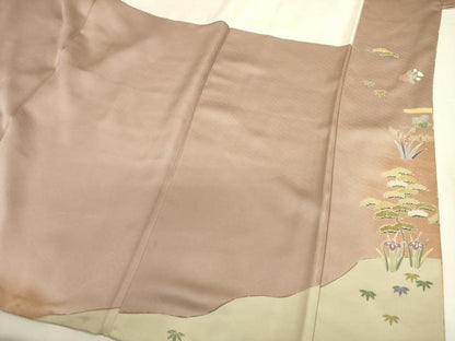 平和屋着物■豪華色留袖　風景花松文　金彩　正絹　逸品　DABK6576ya