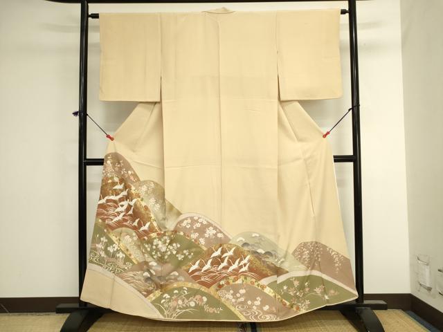 平和屋着物■豪華色留袖　重ね山飛鶴花文　枝梅　金彩　正絹　逸品　DABK6577ya