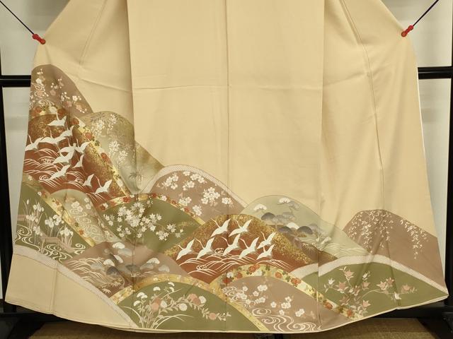 平和屋着物■豪華色留袖　重ね山飛鶴花文　枝梅　金彩　正絹　逸品　DABK6577ya