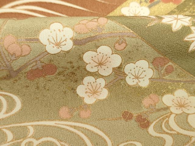 平和屋着物■豪華色留袖　重ね山飛鶴花文　枝梅　金彩　正絹　逸品　DABK6577ya
