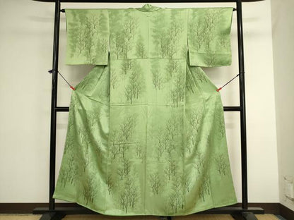 平和屋着物■訪問着　手描き　樹林文　正絹　逸品　DABK6579ya
