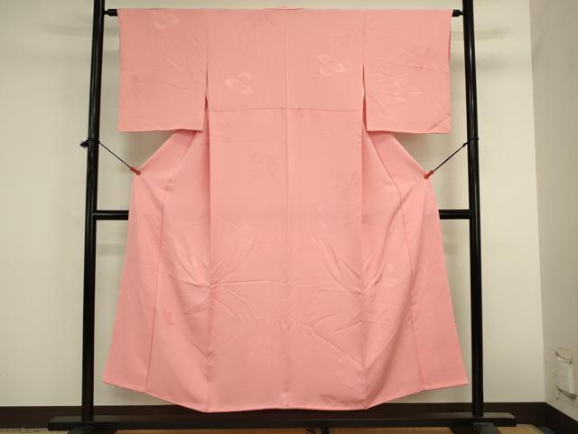 平和屋着物■上質な色無地　舞花地紋　曙色　正絹　逸品　DABK6600ya