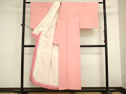 平和屋着物■上質な色無地　舞花地紋　曙色　正絹　逸品　DABK6600ya