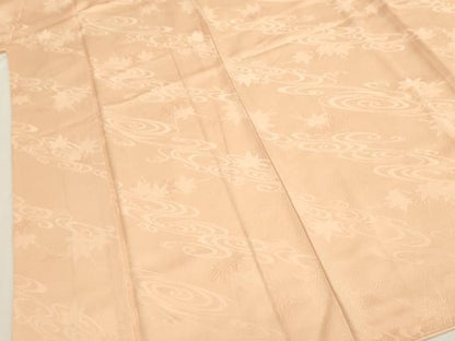 平和屋着物■上質な色無地　流水舞楓地紋　伽羅色　正絹　逸品　DABK6605ya
