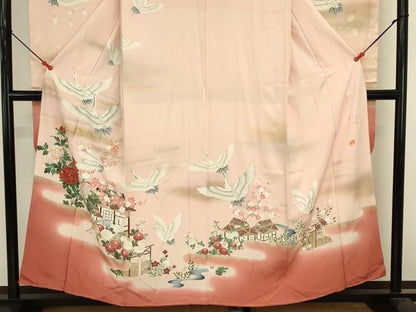 平和屋着物■豪華振袖　作家物　鶴の恩返し　暈し染め　金彩　正絹　逸品　DABK6610ya