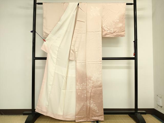 平和屋着物■訪問着　手描き　刺繍　草花文　暈し染め　正絹　逸品　DABK6617ya