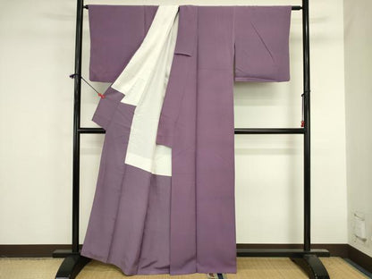 平和屋着物■上質な色無地　古代紫色　正絹　逸品　DABK6619ya