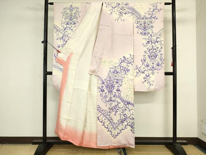 平和屋着物■豪華振袖　更紗花唐草文　暈し染め　正絹　逸品　DABK6621ya
