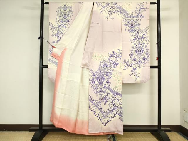平和屋着物■豪華振袖　更紗花唐草文　暈し染め　正絹　逸品　DABK6621ya