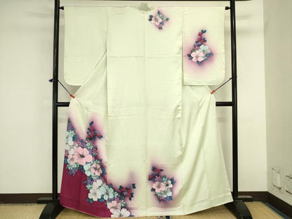 平和屋着物■訪問着　草花文　暈し染め　正絹　逸品　DABK6624ya