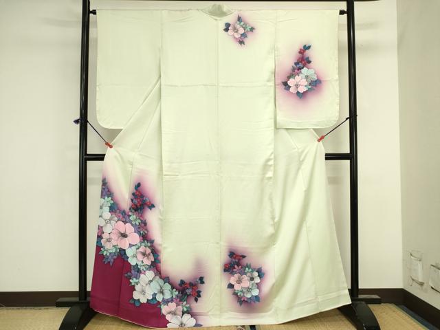 平和屋着物■訪問着　草花文　暈し染め　正絹　逸品　DABK6624ya